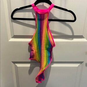 Rainbow Striped Halter Snap Bodysuit (OS)